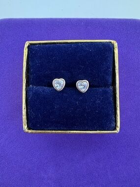 💛 Classic 925 Rose Gold Plated Heart Shaped Cubic Zirconia Stud Earrings